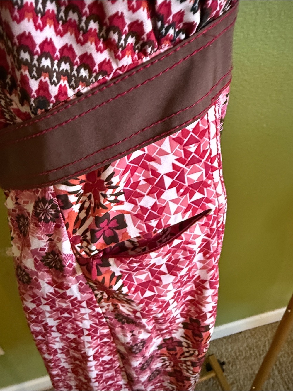 Athleta Pink and Brown Patterned Halter Dress - Picture 4 of 7